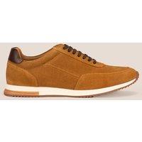 Oswin Hyde Men's Spencer Lace Up Suede Trainers in Tan | Size: 10
