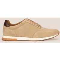 Oswin Hyde Men's Spencer Lace Up Suede Trainers in Light Sand | Size: 11