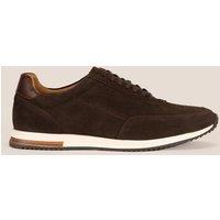 Oswin Hyde Men's Spencer Lace Up Suede Trainers in Brown | Size: 10