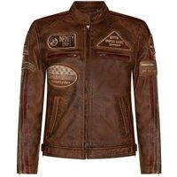 Infinity Leather Men's Zipped Leather Racing Biker Moto Jacket in Tan | Size: Medium