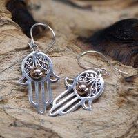 KDMD Women's Silver & Gold Earring - Hamsa