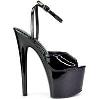 XY London Women's 'Sunshine' Strappy Peep Toe Stiletto High Heel Platform Shoes in Black | Size: 7