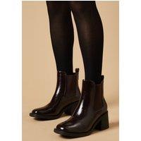 Eva High Shine Chunky Heel Chelsea Ankle Boot