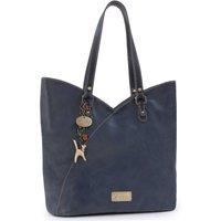 Catwalk Collection Handbags Women's Abigail Large Leather Tulip Tote Bag in Blue