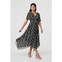 Izabel London Women's Angel Sleeve Empire Waist Occasion Dress in Black | Size: 12