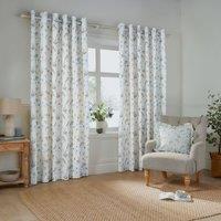 Wylder Meadow 100% Cotton Floral Eyelet Curtain Pair in White | Size: 229 cm width x 183 cm drop