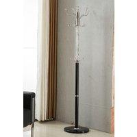 Modernique Sheer Metal & transparent Tube 185 cm High Coat Rack with Heavy Sturdy 38 cm Base in Black