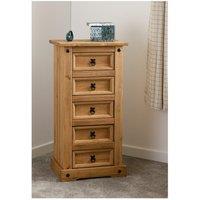 Seconique Corona 5 Drawer Narrow Chest in Natural