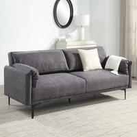 OAT Home Padstow Cushioned Pillow Back Fabric 3 Seater Clic-Clac Large Single Sofa Bed in Charcoal