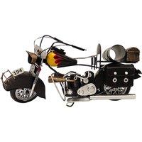 netfurniture Large Assembled Motorcycle Model | Vintage Motorbike Display Piece | Yellow Flame in Black
