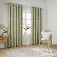 Wylder Bella Floral 100% Cotton Eyelet Curtain Pair in Green | Size: 168 cm width x 183 cm drop