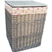 Red Hamper Cotton Lined Wicker Square Laundry Basket in Red
