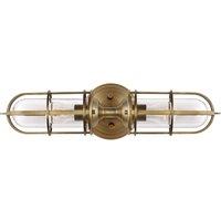Netlighting Feiss Urban Restoration 2 Light Wall Light Dark Antique Brass IP44 in Yellow