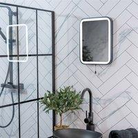 ValueLights Mirror Matte Black IP44 Rated Bathroom Battery Operated 30 x 40cm Mirror Light | Size: 30 x 40 cm