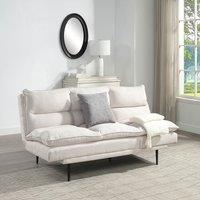 OAT Home Sennen Cushion Padded Fabric 3 Seater Large Single Clic-Clac Sofa Bed in Natural