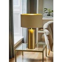 ValueLights Lexy Beige & Metallic Gold Shade with Gold Dimmable Touch Table Lamp
