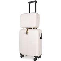 JLY Premium 100% Makrolon PC 2 PCS Suitcase Set | Vanity + Cabin Luggage in Off-White | Size: 2 Pack