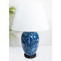 Downton Interiors Blue Ceramic Table Lamp with Plain Shade | Size: Large