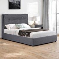 OAT Home Prestbury Pillowback Cushion Headboard Fabric Ottoman Storage Bed Frame in Charcoal | Size: Double
