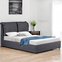 OAT Home Chester Pillowback Fabric Ottoman Storage Bed in Charcoal | Size: King