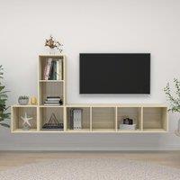 Berkfield Home 3 Piece TV Cabinet Set Sonoma Oak Engineered Wood in Brown