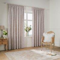 Wylder Bella Floral 100% Cotton Pencil Pleat Curtain Pair in Natural | Size: 168 cm width x 183 cm drop