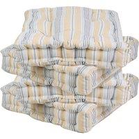 Dibor Set of 4 Giant Striped Chair Seat Pad Box Cushions L50 x W50cm | Size: 50 cm x 50 cm
