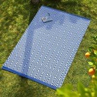 Marco Paul Extra Large Outdoor Garden Rug - Blue Aztec in Grey | Size: 150 cm x 210 cm