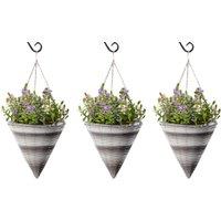 Marco Paul Garden Hanging Flower Basket 14" Rattan Effect Cone Planter in Dark Grey