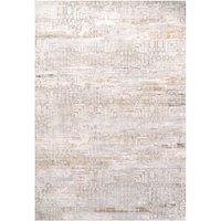 Kukoon Grey Gold Metallic Floral Motif Textured Low Pile Area Rug in Metallics | Size: 80 cm x 150 cm