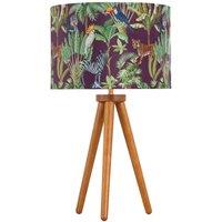 First Choice Lighting Voyage - Dark Oak Table Lamp or Bedside Light with Safari Velvet Shade in Brown