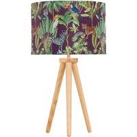 First Choice Lighting Voyage - Light Oak Table Lamp or Bedside Light with Safari Shade in Brown