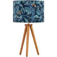 First Choice Lighting Voyage - Dark Oak Table Lamp or Bedside Light with Toucan Velvet Shade in Brown