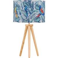 First Choice Lighting Voyage - Light Oak Table Lamp or Bedside Light with Parrot Shade in Brown