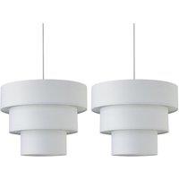 First Choice Lighting Set of 2 Barty - White 38cm Tiered Pendant Shades