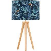 First Choice Lighting Voyage - Light Oak Table Lamp or Bedside Light with Toucan Shade in Brown