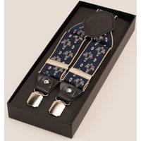 Oswin Hyde Men's Square & Compasses Clip On Braces in Navy