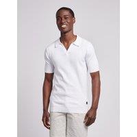 U.S. POLO ASSN. Men's Texture Open Collar Knit Polo Shirt in White | Size: Large