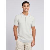 U.S. POLO ASSN. Men's Vertical Texture Stripe Knit Polo Shirt in Light Grey | Size: XL