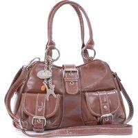 Catwalk Collection Handbags Women's Faith Leather Top Handle Bag With Detachable Crossbody Strap in Brown | Size: Medium