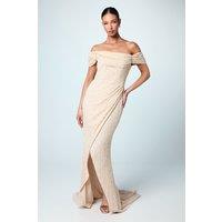 Coast Women's Sequin Bardot Maxi Bridesmaid Dress in Champagne | Size: 12