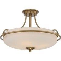 Netlighting Griffin 4 Light Semi Flush Ceiling Light Weathered Brass E27 in Yellow