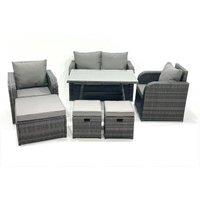 Fimous Outdoor Garden Furniture Set with Reclining Chair 3 Footstool Dark Grey Mixed