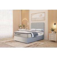 Somnior Eleanor Linen Divan Bed Set with Pillowtop Mattress & 54 Headboard in Light Grey | Size: Double