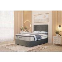 Somnior Eleanor Linen Divan Bed Set with Pillowtop Mattress & 54 Headboard in Mid Grey | Size: Small Double