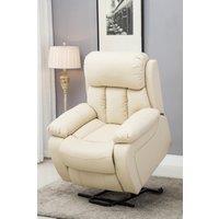 More4Homes Chester Single Motor Rise Recliner Bonded Leather Heat & Massage Chair in Cream