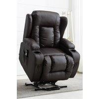 More4Homes Caesar Dual Motor Rise Recliner Bonded Leather Heat & Massage Chair in Brown