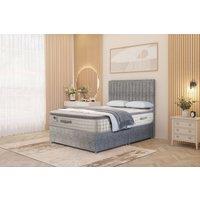 Somnior Eleanor Tweed Divan Bed Set with Pillowtop Mattress & 54 Headboard in Grey | Size: Super King