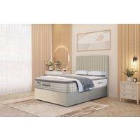 Somnior Eleanor Tweed Divan Bed Set with Pillowtop Mattress & 54 Headboard in Natural | Size: Small Double