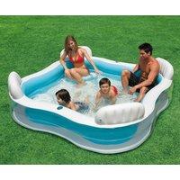 Samuel Alexander INTEX 4 Seater Paddling Pool, Adults Children Family Lounge Pool Garden Patio in Blue